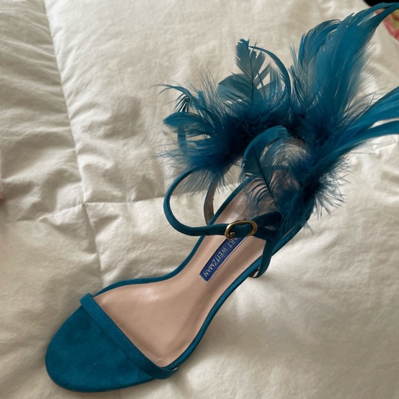 stuart weitzman feather teal heels perfect for birthday baby shower wedding - Picture 5 of 5